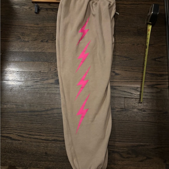 NWT Aviator Nation Pink Lightning Bolt Sweatpants Joggers - Picture 6 of 8